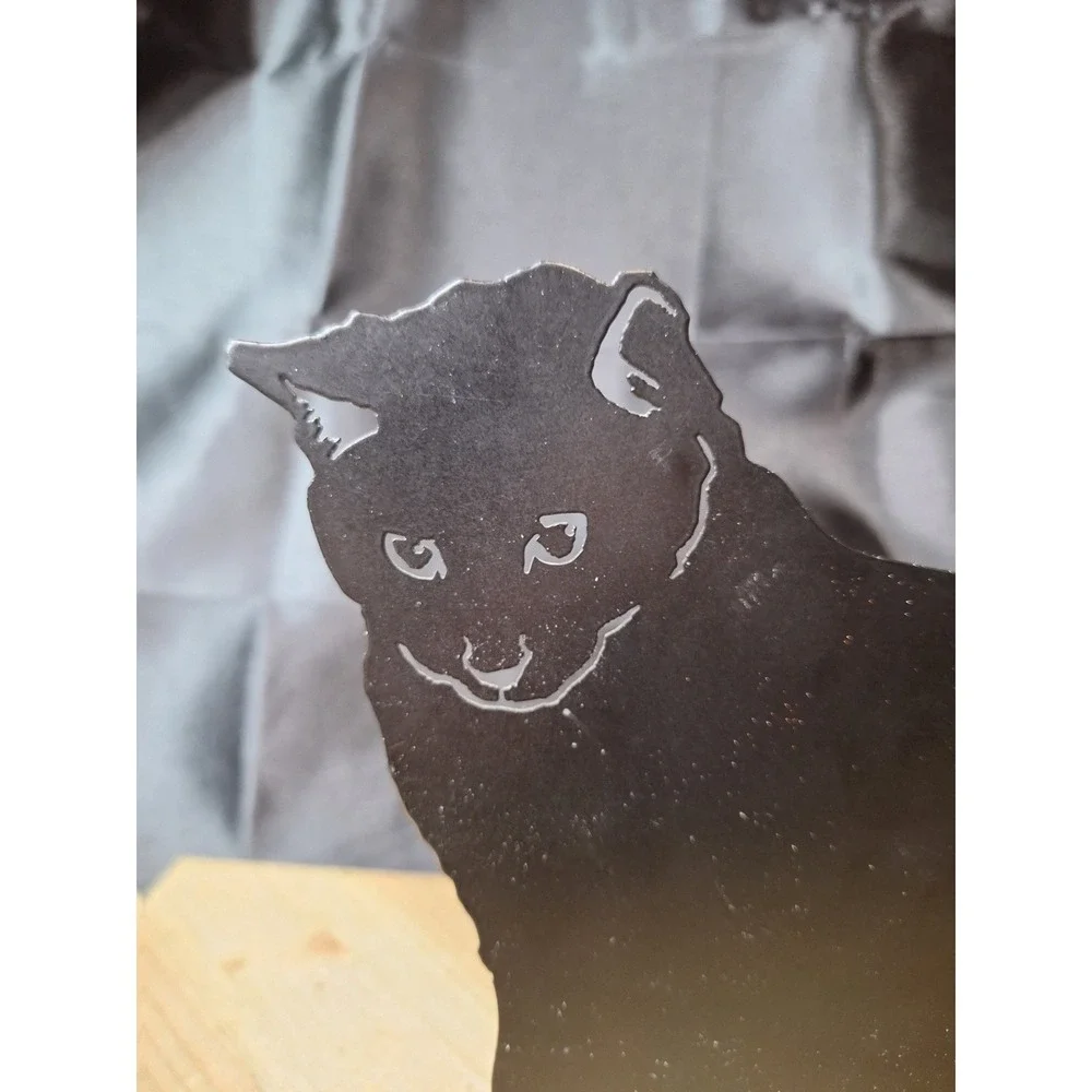 Vintage 1993 Enthuse Design Ann Munson Black Metal Cat Silhouette Candle Holder